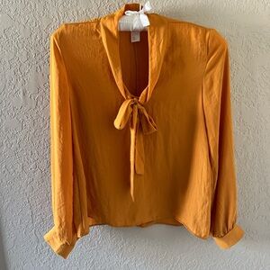 H&M Golden Tie-Neck Blouse